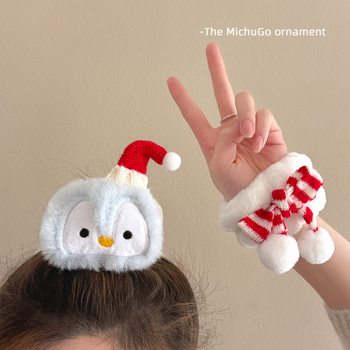 Accesoriu pentru mână – ornament brățară unisex, design cu pinguin desenat și focă, material textil, funcție sport