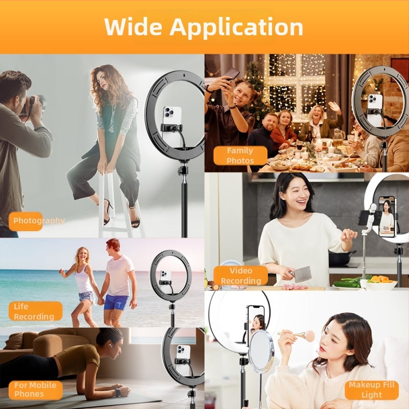 LED gyűrűs fény mobil élő közvetítéshez — állítható 2500K–9900K, <10W, 5V USB tápegység, ideális élő közvetítéshez, videófelvételhez és stúdiófotózáshoz