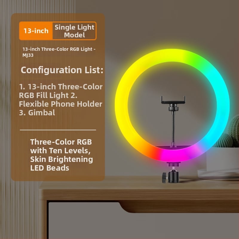 LED gyűrűs fény mobil élő közvetítéshez — állítható 2500K–9900K, <10W, 5V USB tápegység, ideális élő közvetítéshez, videófelvételhez és stúdiófotózáshoz