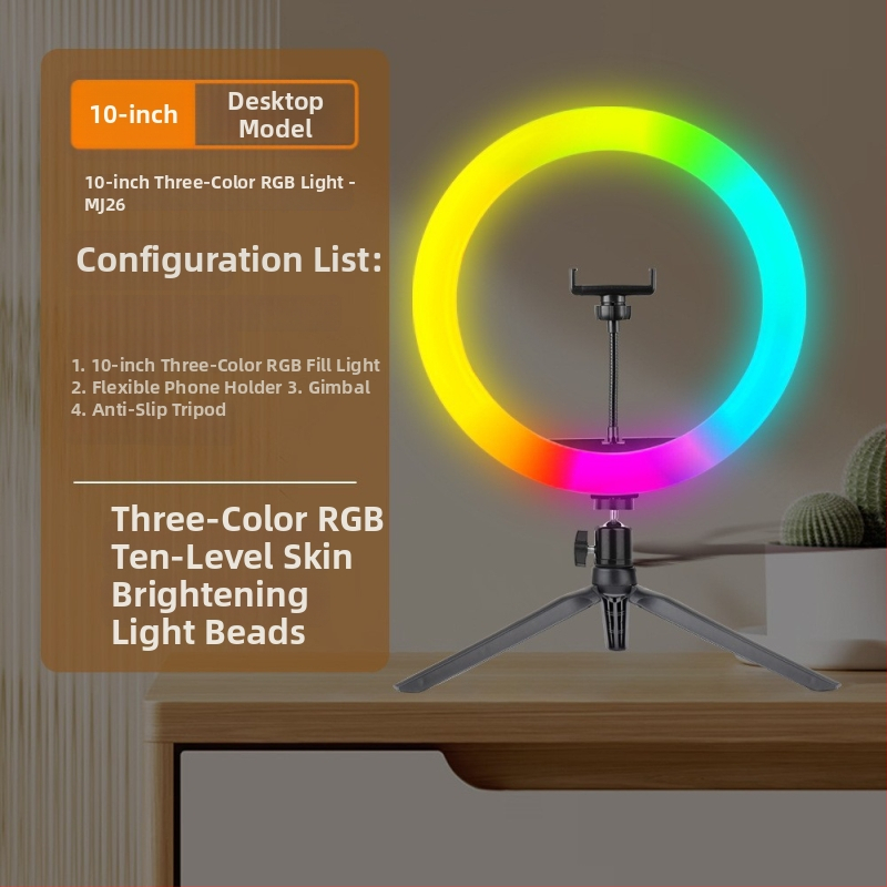 LED gyűrűs fény mobil élő közvetítéshez — állítható 2500K–9900K, <10W, 5V USB tápegység, ideális élő közvetítéshez, videófelvételhez és stúdiófotózáshoz