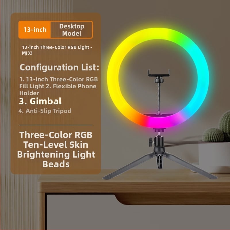 LED gyűrűs fény mobil élő közvetítéshez — állítható 2500K–9900K, <10W, 5V USB tápegység, ideális élő közvetítéshez, videófelvételhez és stúdiófotózáshoz