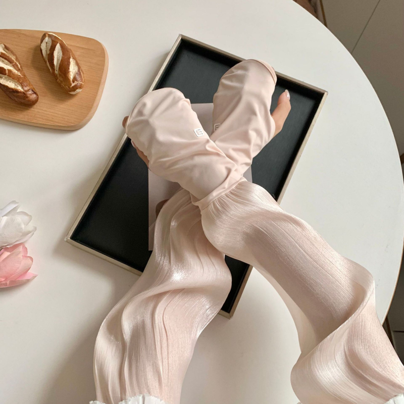 Manșon cu protecție UV și mănuși cu degete pentru plimbări de vară — lung, croială lejeră, poliester subțire, 100% poliester