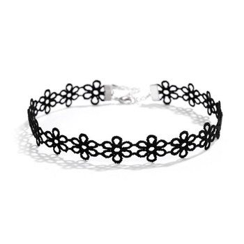 Colier din dantelă cu lanț răsucit, pandantiv din cupru, circumferința 41–50 cm, placare electroplatinată, stil simplu