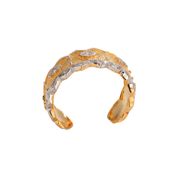 Brățară din cupru pentru femei, în formă de U, cu procesare diamant, placare aurie, mozaic din pietre semiprețioase