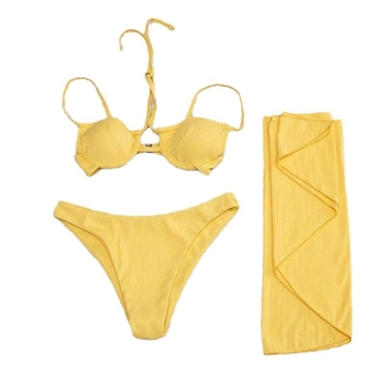 Trodjelni bikini set — najlon 82%, podstava poliester 98%, težina 200 g, seksi, otvorena leđa, izdržljiv, s jastučićem za prsa