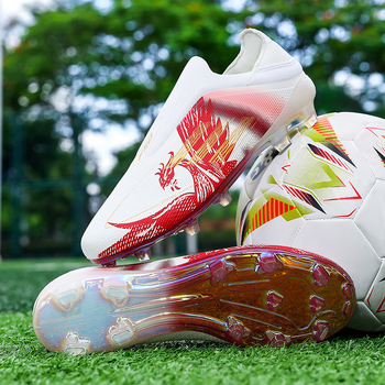 Παπούτσια ποδοσφαίρου με επάνω PU+Fly weaving, αντιολισθητική σόλα από καουτσούκ, χαμηλό άνω τμήμα, FG χρυσή επικάλυψη σόλας, λειτουργία εύκαμπτης κάμψης