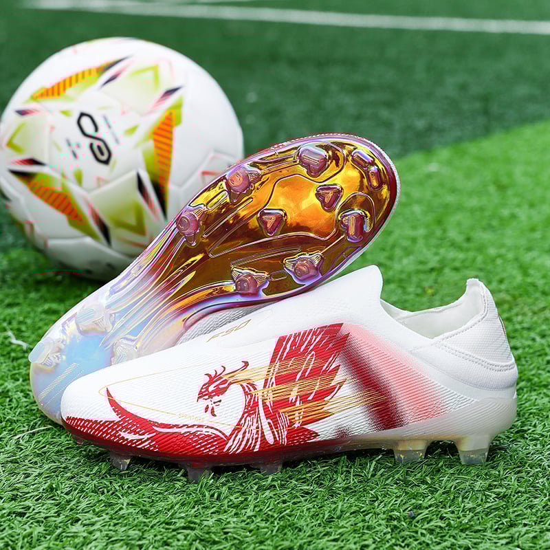 Παπούτσια ποδοσφαίρου με επάνω PU+Fly weaving, αντιολισθητική σόλα από καουτσούκ, χαμηλό άνω τμήμα, FG χρυσή επικάλυψη σόλας, λειτουργία εύκαμπτης κάμψης