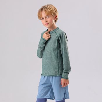 MANCIYOGA Gyerekeknek hosszú ujjú jóga felső, gyorsan száradó anyag, Nylon–Spandex keverék, csípőig érő hossz, szabályos szabás