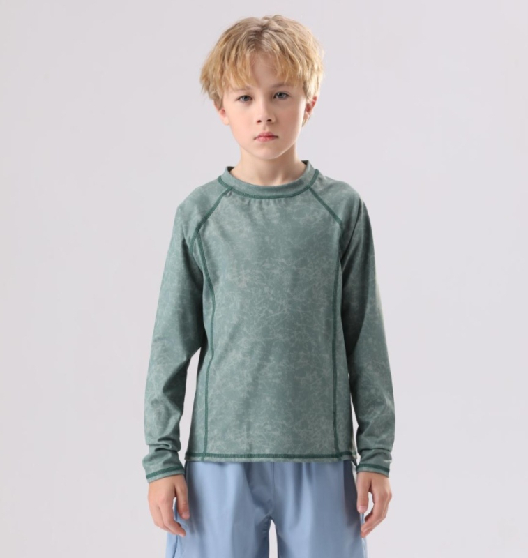 MANCIYOGA Gyerekeknek hosszú ujjú jóga felső, gyorsan száradó anyag, Nylon–Spandex keverék, csípőig érő hossz, szabályos szabás