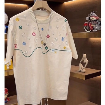 Ανδρικό T‑shirt από 100% βαμβάκι χωρίς γιακά, κοντό μανίκι, φαρδιά γραμμή, με διαφημιστικό λογότυπο, καλοκαιρινό casual