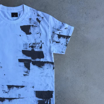 Μπλουζάκι με εκτύπωση γραμμάτων, κέντημα, χρωματικό μπλοκ, στρογγυλός λαιμός, πολυεστέρας