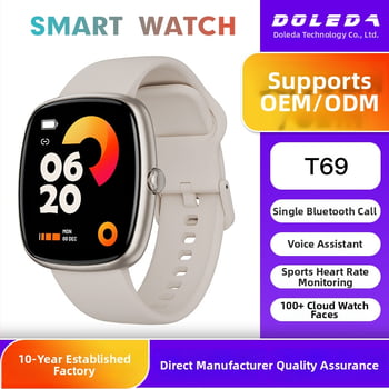 T69 спортен смарт часовник с Bluetooth разговори, измерване на пулса и кръвното налягане, следене на съня, крачкомер