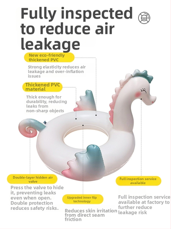 Detský nafukovací kruh na kúpanie v tvare morského koníka s krytým sedením, ekologické PVC 0,21 mm, vzor zvieraťa, na plávanie a brodenie