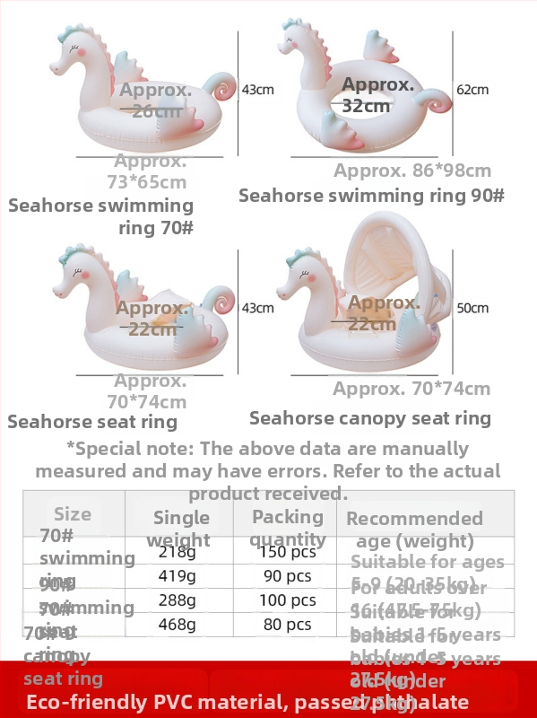 Detský nafukovací kruh na kúpanie v tvare morského koníka s krytým sedením, ekologické PVC 0,21 mm, vzor zvieraťa, na plávanie a brodenie