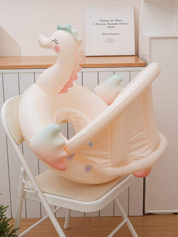 Παιδικός φουσκωτός δακτύλιος κολύμβησης με κάλυμμα-καθήμενο σε σχήμα ιππόκαμπος, οικολογικό PVC 0,21 mm, ζωικό μοτίβο, για κολύμβηση και βάδισμα