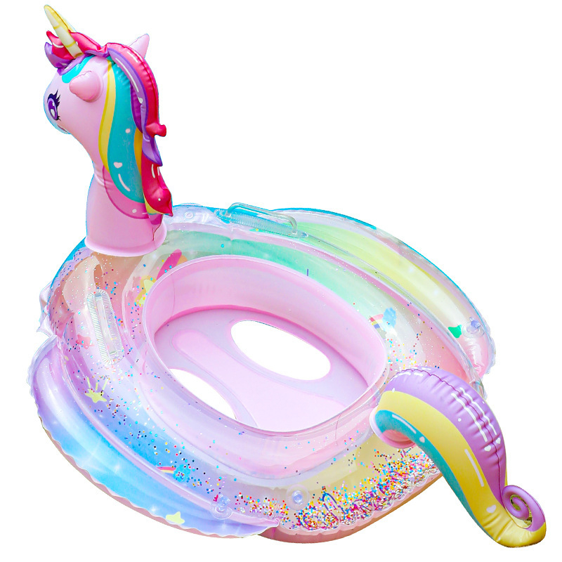 Παιδικός φουσκωτός δακτύλιος κολύμβησης με κάλυμμα-καθήμενο σε σχήμα ιππόκαμπος, οικολογικό PVC 0,21 mm, ζωικό μοτίβο, για κολύμβηση και βάδισμα