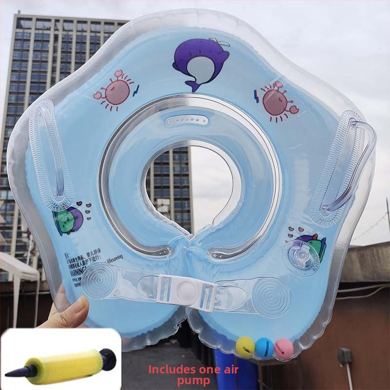 Nafukovací kruh na krk pre bábätko, dvojitá vzdušná komora, nastaviteľný, karikatúrny vzor, PVC materiál.