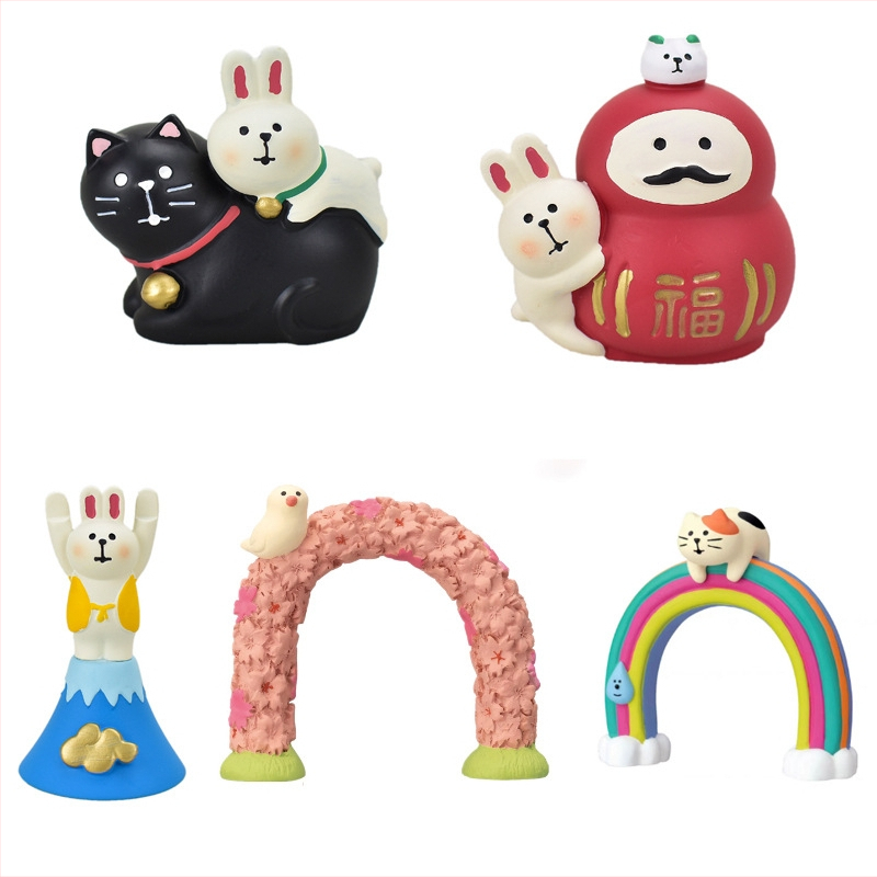 Daruma Κουνέλι: Βάση Σημειώσεων από Συνθετικό Ρητίνη, Καρτούν Διακόσμητικό σε Ιαπωνικό Στυλ για Αυτοκίνητο και Γραφείο, Δώρο Ταξιδιού