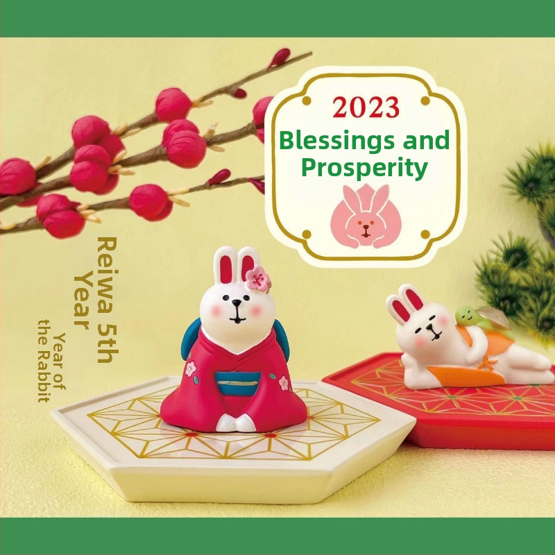 Daruma Κουνέλι: Βάση Σημειώσεων από Συνθετικό Ρητίνη, Καρτούν Διακόσμητικό σε Ιαπωνικό Στυλ για Αυτοκίνητο και Γραφείο, Δώρο Ταξιδιού