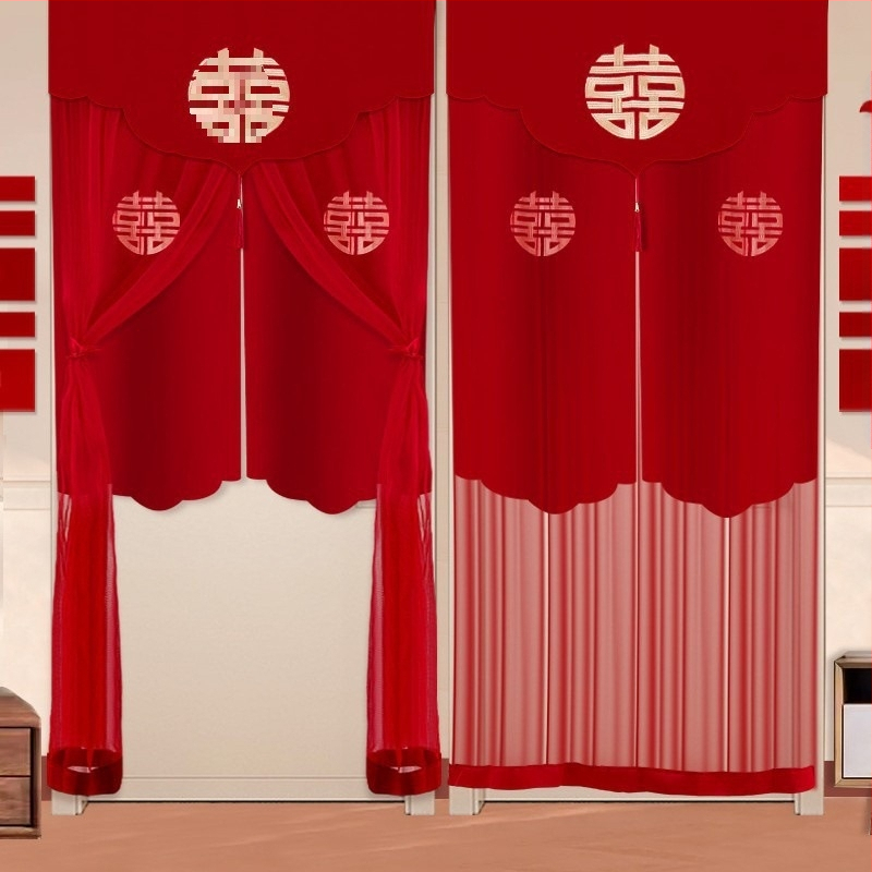 Záves do dverí pre svadobnú výzdobu s motívom „Double Happiness”, plastový materiál, doplnky na usporiadanie miesta, značka Press fen