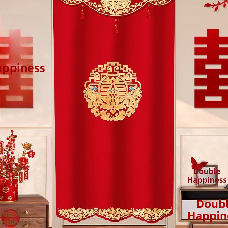 Záves do dverí pre svadobnú výzdobu s motívom „Double Happiness”, plastový materiál, doplnky na usporiadanie miesta, značka Press fen