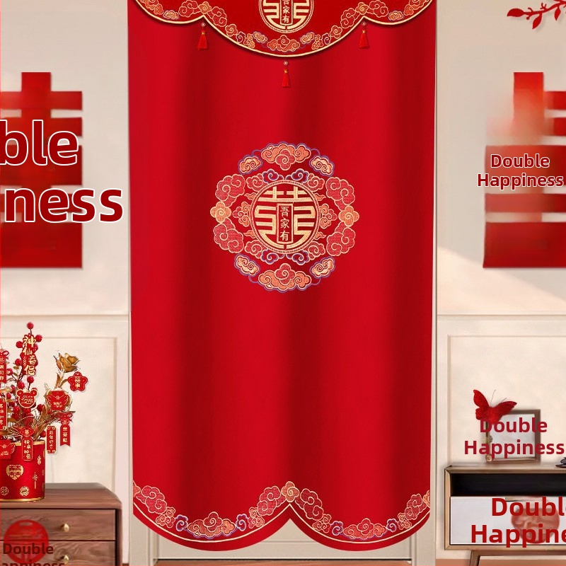 Záves do dverí pre svadobnú výzdobu s motívom „Double Happiness”, plastový materiál, doplnky na usporiadanie miesta, značka Press fen