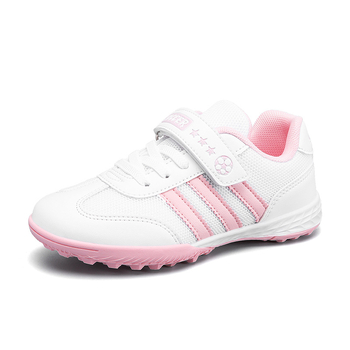 Ženske dječje tenisice za nogomet sa Velcro kopčom – kožni gornji dio, prozračna unutarnja mreža, protuklizna gumena potplata, pogodno za travu i umjetnu travu