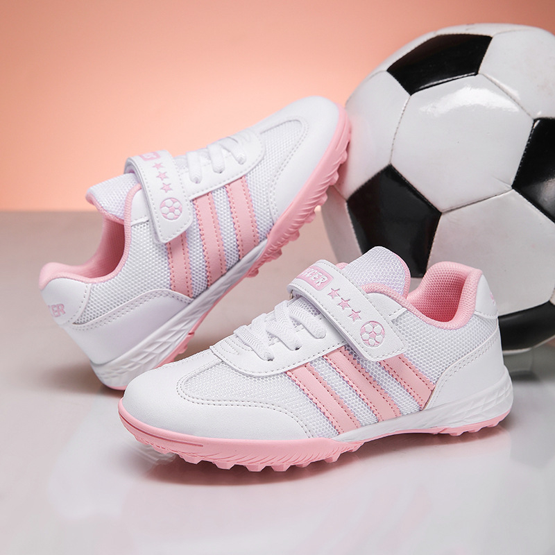 Ženske dječje tenisice za nogomet sa Velcro kopčom – kožni gornji dio, prozračna unutarnja mreža, protuklizna gumena potplata, pogodno za travu i umjetnu travu