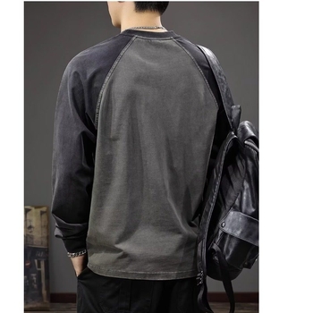 Μακρυμανίκη μπλούζα τύπου T‑shirt με κεντημένα γράμματα, φαρδιά γραμμή, ραγκλαν μανίκια, στρογγυλή λαιμόκοψη, 96%+ βαμβάκι