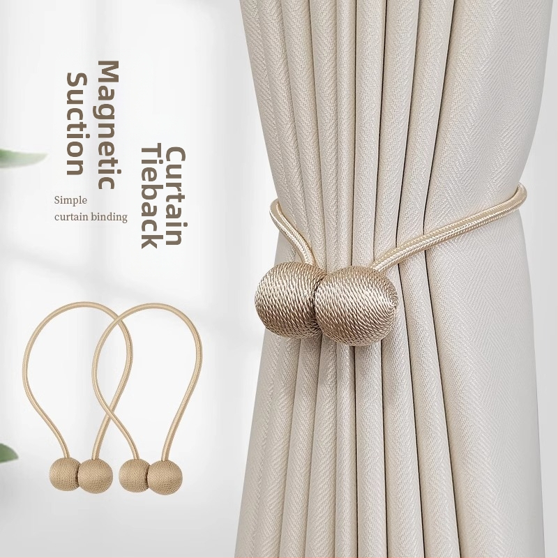 Sada pások na závesy s magnetickou sponou - tekutý hodváb + magnet, moderný minimalistický štýl, prispôsobiteľný