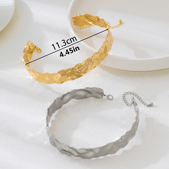 Geometrijsko željezno ogrlica s prilagodljivom repnom lancem, elektroplatirano, obim 30 cm ili manje, težina 42,8 g