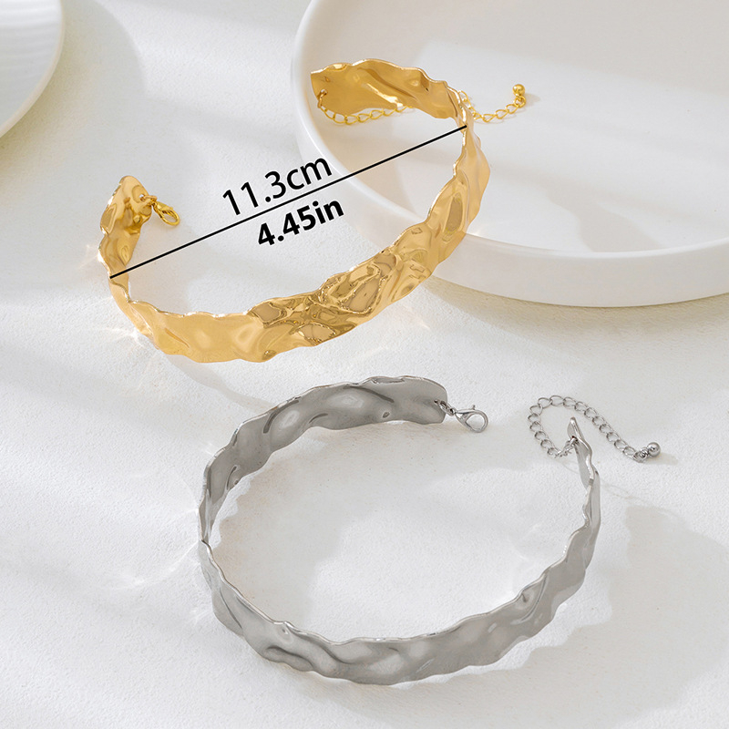 Geometrijsko željezno ogrlica s prilagodljivom repnom lancem, elektroplatirano, obim 30 cm ili manje, težina 42,8 g