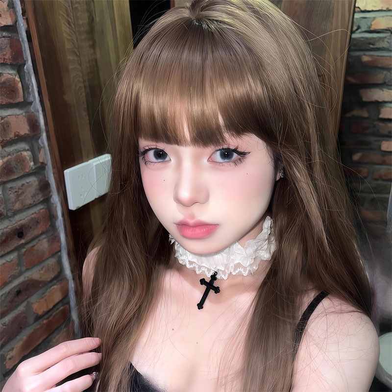 Чокър с кръстосана дантела и геометрична клавикуларна верижка, сплав, тегло 20 g, обиколка 31–40 cm