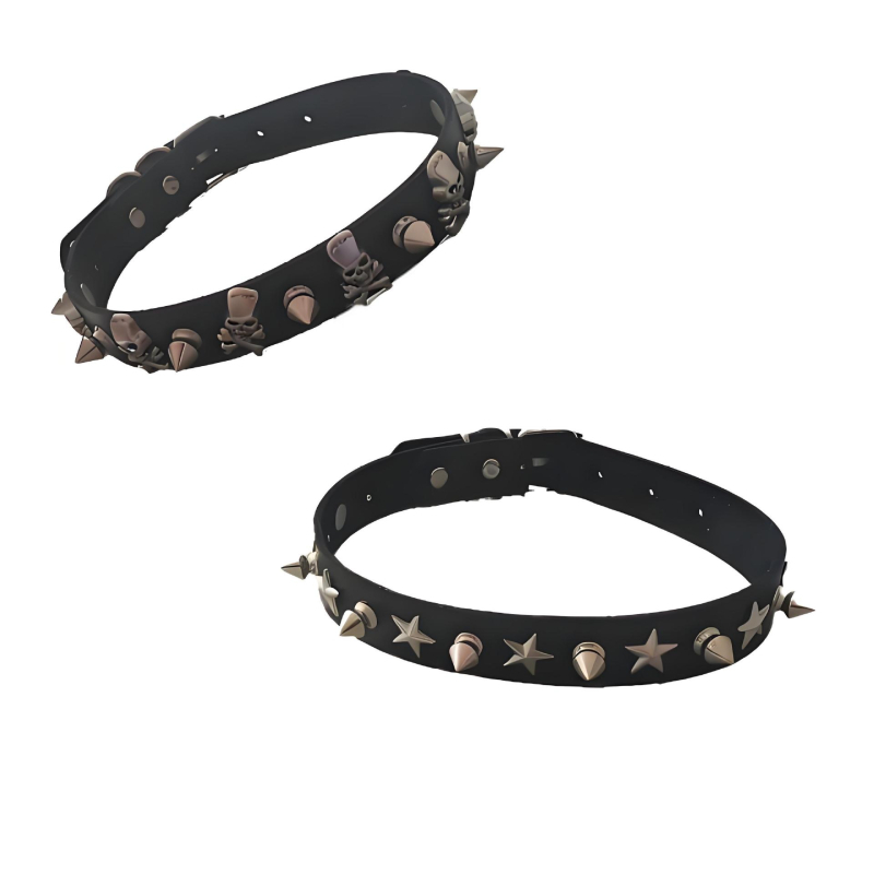 Чокър с геометричен дизайн, пънк стил, смесени материали, висулка от сплав, регулярна верига