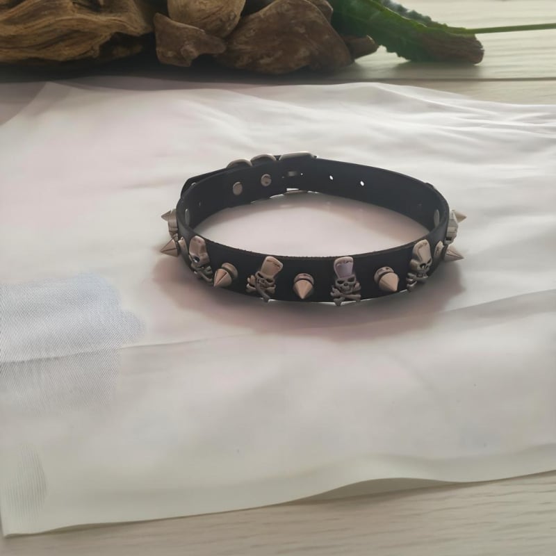 Чокър с геометричен дизайн, пънк стил, смесени материали, висулка от сплав, регулярна верига