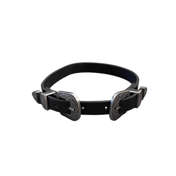 Kožna choker ogrlica s privjeskom od legure, bočni lanac, personalizirani trend stil