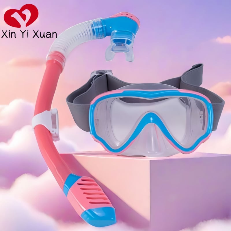 Σετ μάσκας κατάδυσης και αναπνευστήρα για παιδιά, φακοί από tempered glass, σιλικόνινη στεγανοποίηση, πλαίσιο από PC