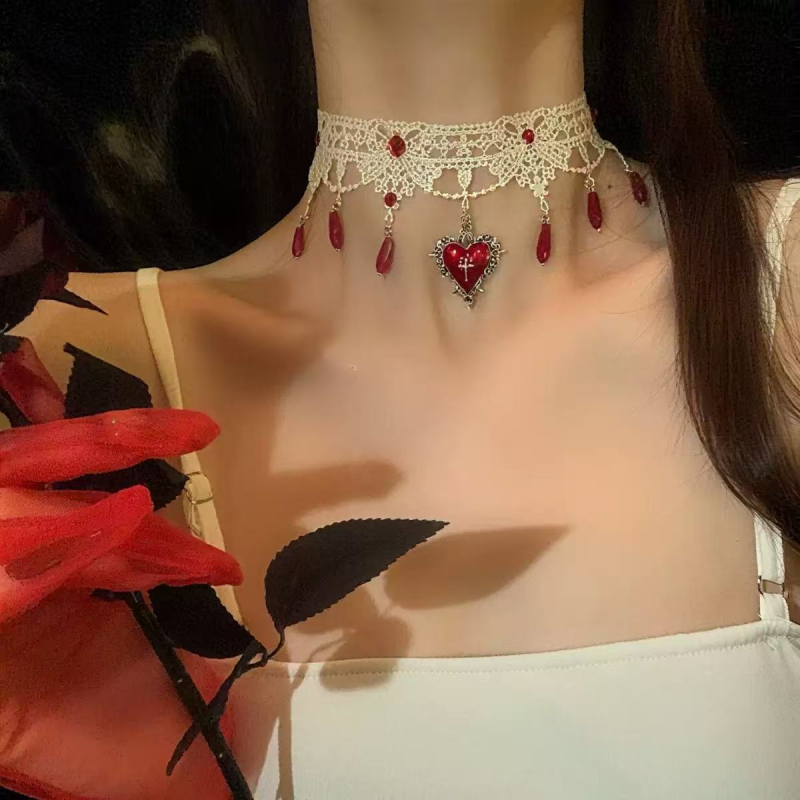 Čipkasti chokER ogrlica s U-oblikom siluete, privjesak od Rhinestona, precizna izrada, sladak i cool stil, jesen 2025