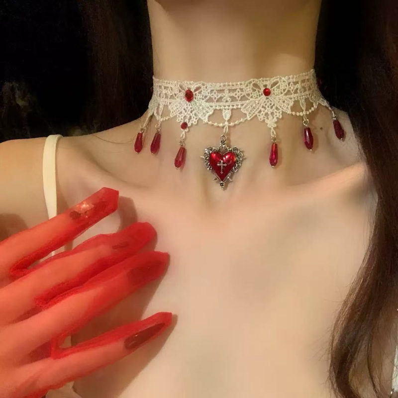 Čipkasti chokER ogrlica s U-oblikom siluete, privjesak od Rhinestona, precizna izrada, sladak i cool stil, jesen 2025