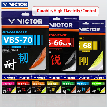 Victor struny na raketu badminton — Útočná Feather Line, vysoká elasticita, odolné, modely VBS63/66/68/69/70