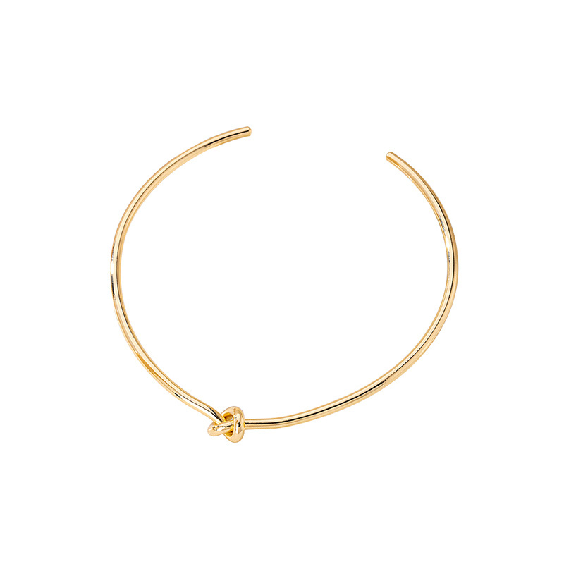 Choker ogrlica s čvorom i otvorenim ovratnikom, geometrijski oblik, Ins stil; Materijal: cinkova legura; Proces: elektroplatiranje; Obim: ≤30 cm; Težina: 35 g