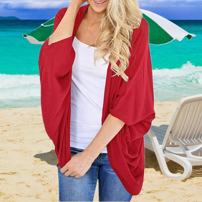 женски кардиган от шифон, свободна кройка, бат ръкав, полиестер 95%+