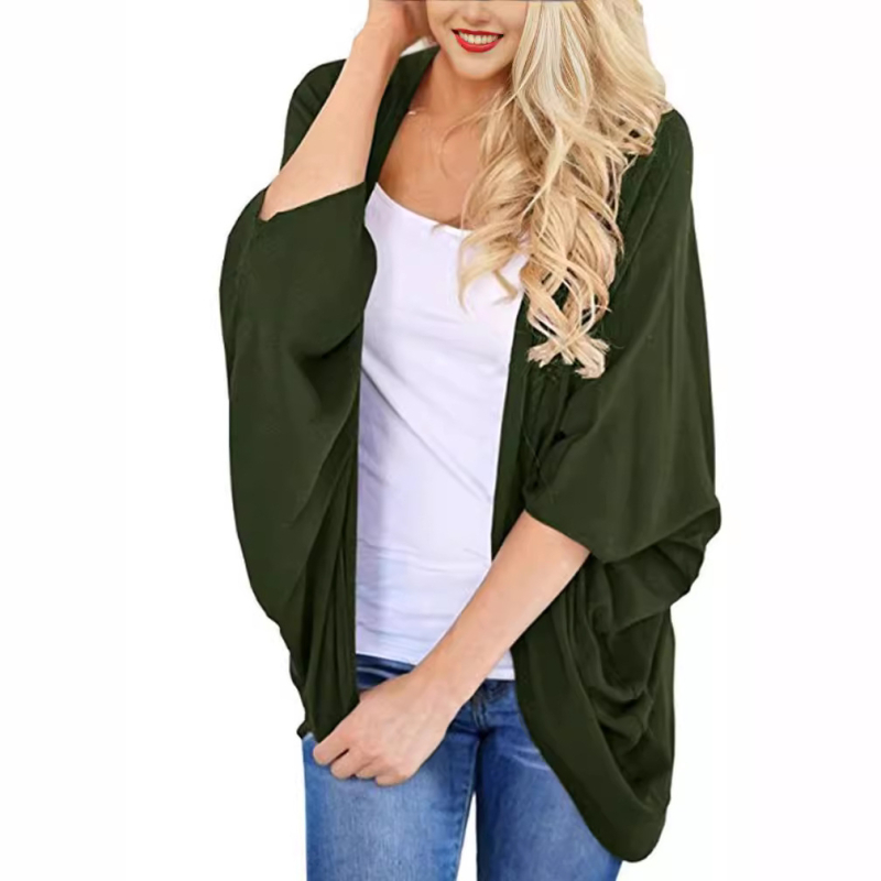 женски кардиган от шифон, свободна кройка, бат ръкав, полиестер 95%+