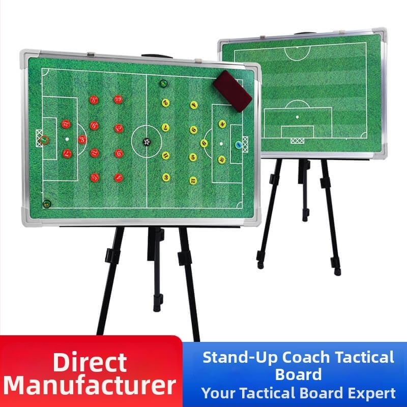 Futball- és kosárlabda taktikai tábla — alumíniumötvözet keret, padlóra álló tartó, mágneses felület, toll és törlő gumi