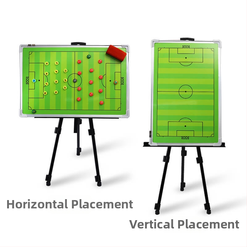 Futball- és kosárlabda taktikai tábla — alumíniumötvözet keret, padlóra álló tartó, mágneses felület, toll és törlő gumi