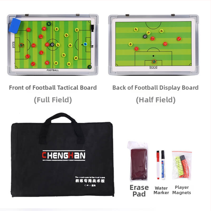 Futball- és kosárlabda taktikai tábla — alumíniumötvözet keret, padlóra álló tartó, mágneses felület, toll és törlő gumi