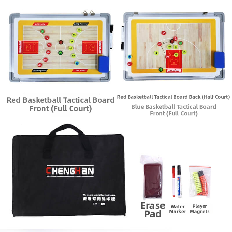 Futball- és kosárlabda taktikai tábla — alumíniumötvözet keret, padlóra álló tartó, mágneses felület, toll és törlő gumi