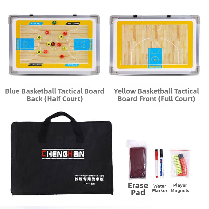Futball- és kosárlabda taktikai tábla — alumíniumötvözet keret, padlóra álló tartó, mágneses felület, toll és törlő gumi