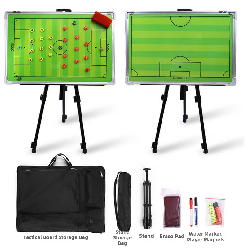 Futball- és kosárlabda taktikai tábla — alumíniumötvözet keret, padlóra álló tartó, mágneses felület, toll és törlő gumi