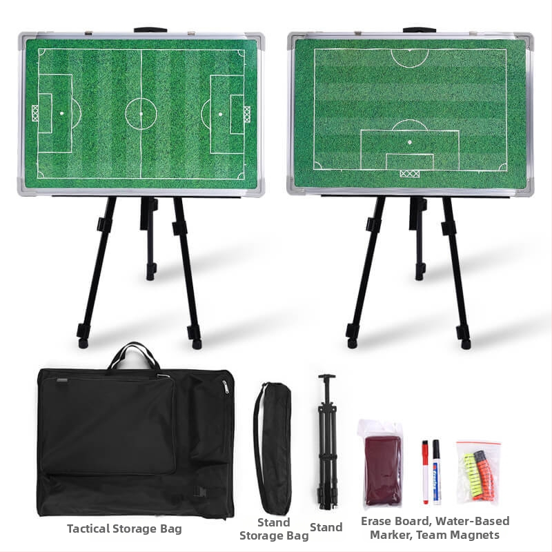 Futball- és kosárlabda taktikai tábla — alumíniumötvözet keret, padlóra álló tartó, mágneses felület, toll és törlő gumi